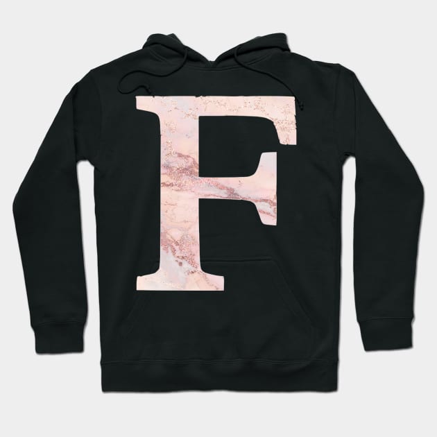 The Letter F Pink Marble Hoodie by Claireandrewss
